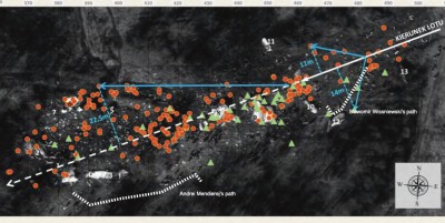 Plan showing where Mendierej and Wissniewski were filming