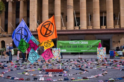 A protest in King George Square, Brisbane (2020)...because their carbon footprint does not matter