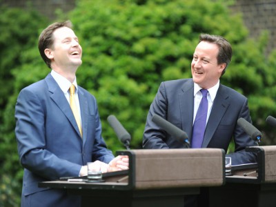Prime Minister David Cameron and Deputy Prime Minister Nick Clegg during their first joint press conference. 12 May 2010
