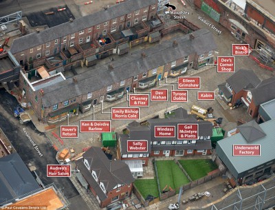 Nearly complete: The new Coronation Street set looks ready to go as builders put finishing touches on the Salford location