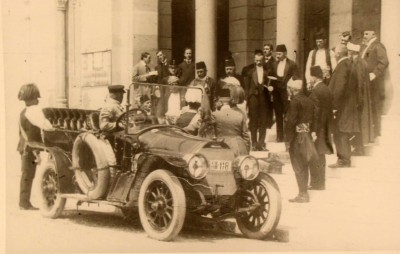 Austro-Hungarian Archduke Franz Ferdinand and his wife Sophie leave Sarajevo City Hall on June 28, 1914,  where they attended a reception shortly before their assassination.