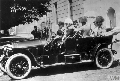 Archduke Franz Ferdinand and his wife, Sophie in the car at the beginning of the day.