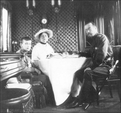 Empress Alexandra, Tsar Nicholas II and Tsarevich Alexei