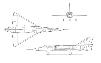 Convair F-106 Delta Dart 3-View line